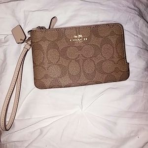 Coach double zip wristlet
